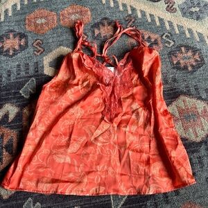 Free People Intimately Red Camisole with Lace Detail